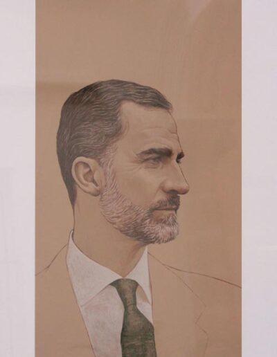 Retrato de Felipe VI. Hernán Cortés. Dibujo P.A. 113 x 77 cm.