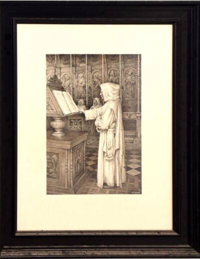 La misa conventual. Rafael Tardío. Tinta a plumilla/ Papel. 79 x 63 cm.