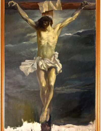Crucificado. Vicente Galán. Óleo/ Lienzo. (Obra inacabada). 200 x 140 cm.