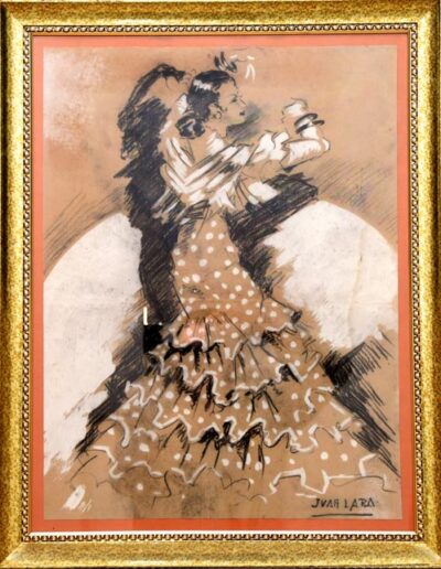 Gitanilla Bailando. Juan Lara. Carbón y gouache / papel.