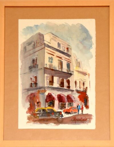Ciudad Vieja. Montevideo. Orlando Buccino. Acuarela/ Papel. 44 x 29 cm.