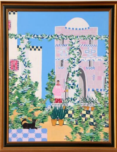 Monaguillo con gato. Costus. Acrílico/ Tabla. 65 x 54 cm