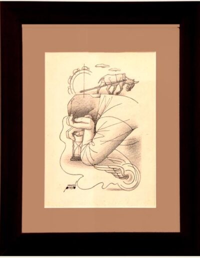 Ilustración para Poema.. Manolo Prieto. Tinta/ Papel. 29 x 21 cm.